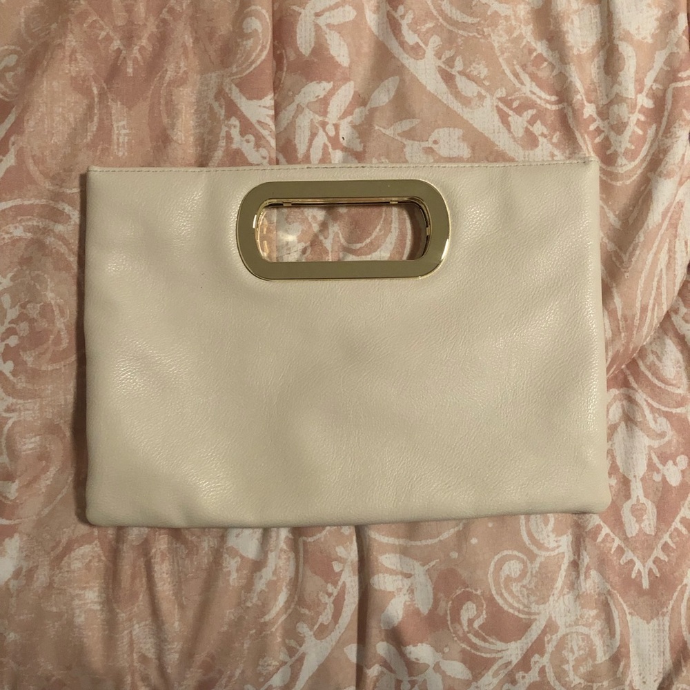 Nude Clutch with Gold Accents